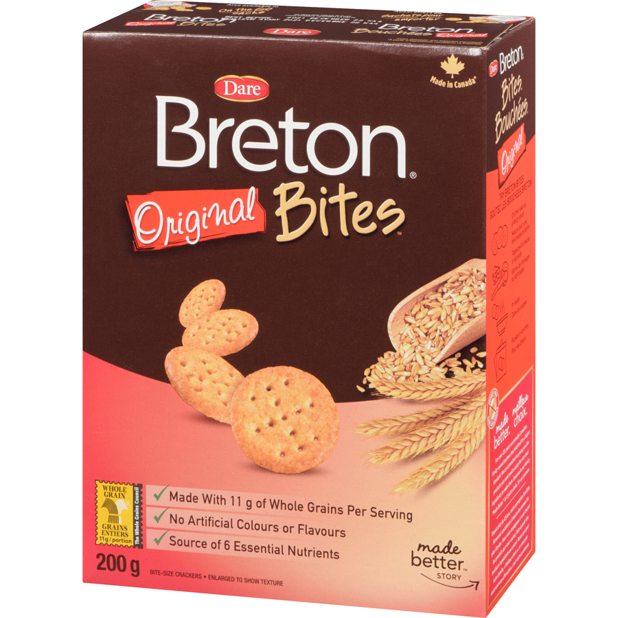 Dare Breton Original Bites Crackers, 200g/7 oz. Box {Imported from Canada}