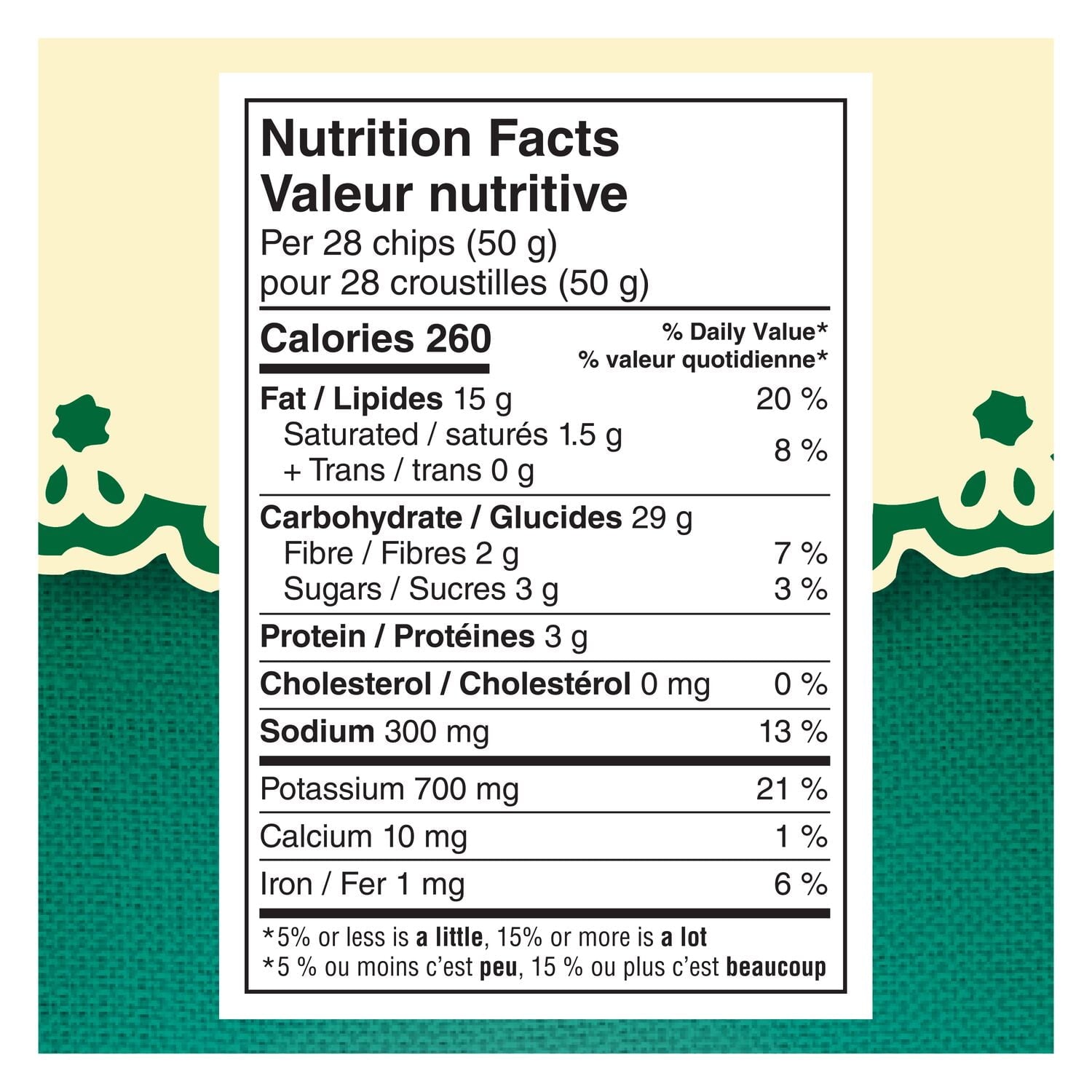 Miss Vickie's Sea Salt & Malt Vinegar Potato Chips, 325g/11.4 oz - Nutrition Facts