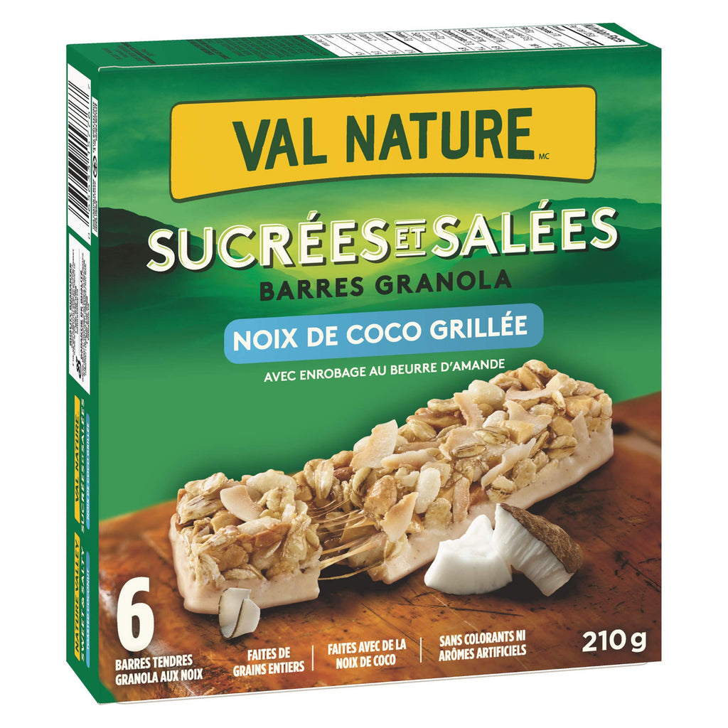 NATURE VALLEY Sweet & Salty Toasted Coconut Granola Bars, 6 Bars, 210g/7.4 oz., Box, {Imported from Canada}