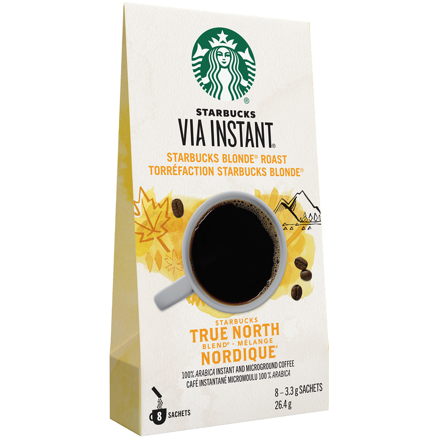Starbucks Via Instant True North Blend Blonde Roast Instant Coffee, 8 sachets {Imported from Canada}