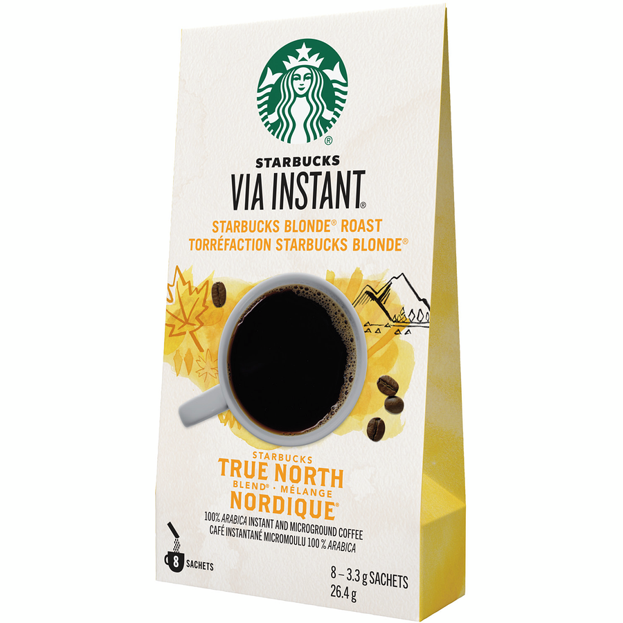 Starbucks Via Instant True North Blend Blonde Roast Instant Coffee, 8 sachets {Imported from Canada}