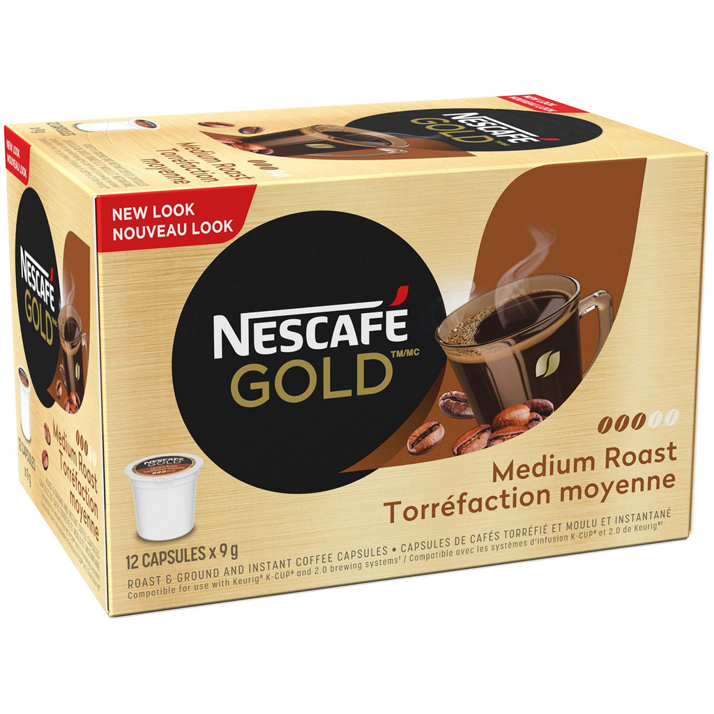 Nescafe Gold Medium Roast Coffee Pods, 12 capsules {Imported from Canada}