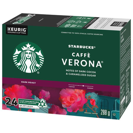 Starbucks Caffe Verona Medium Roast Coffee, K-Cups, 24 Count Box {Imported from Canada}