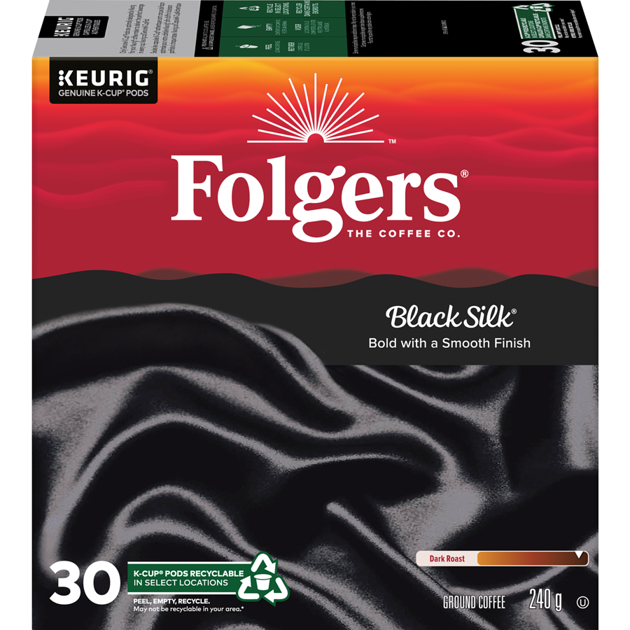 Folgers Black Silk Coffee K-cups, 30 Count, 240g/8.4 oz. Box {Imported from Canada}