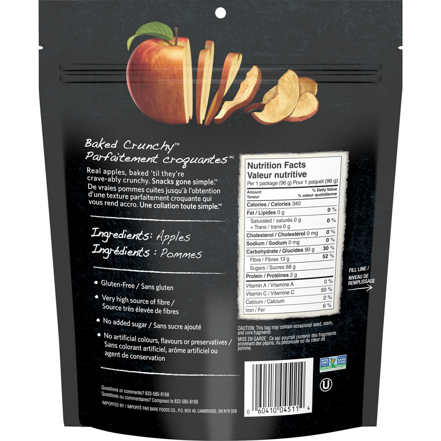 Bare Baked Crunchy Fuji & Reds Apple Chips, 96g/3.36 oz