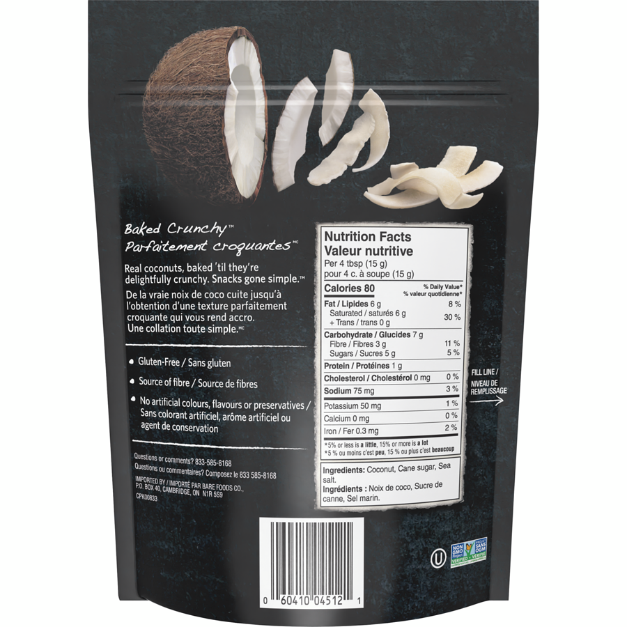 Bare Baked Crunchy Toasted Coconut Chips, 94g/3.3 oz