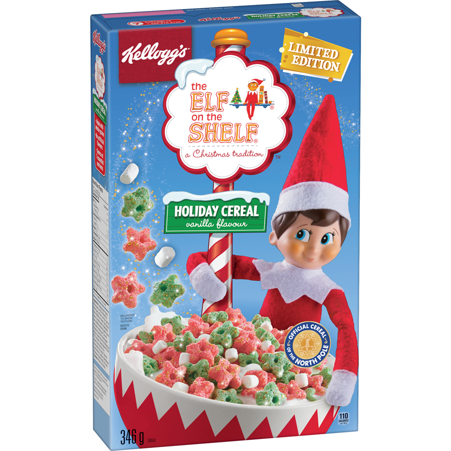 Kellogg's the Elf on the Shelf Christmas Tradition Holiday Cereal, Vanilla Flavor, 346g/12.2oz., {Imported from Canada}