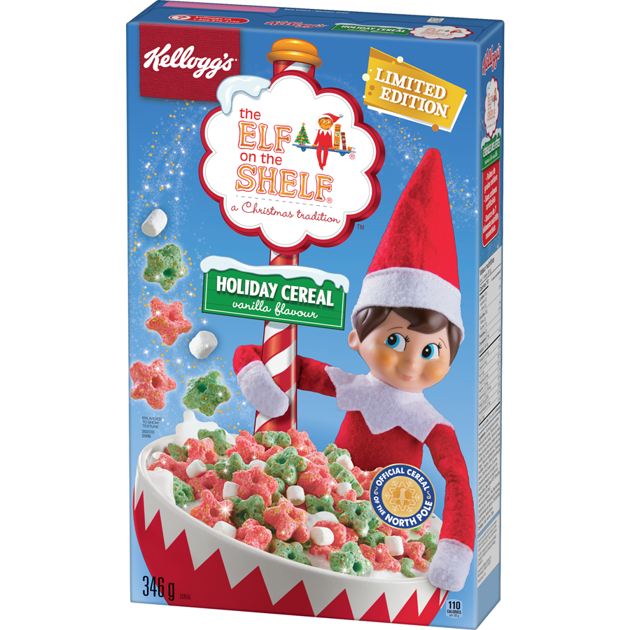 Kellogg's the Elf on the Shelf Christmas Tradition Holiday Cereal, Vanilla Flavor, 346g/12.2oz., {Imported from Canada}