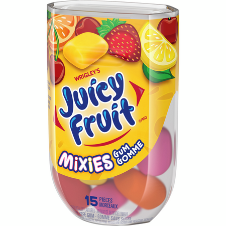 Juicy Fruit Mixies Gum, Sugar free Bottle, 15ct (8pk) {Imported from Canada}