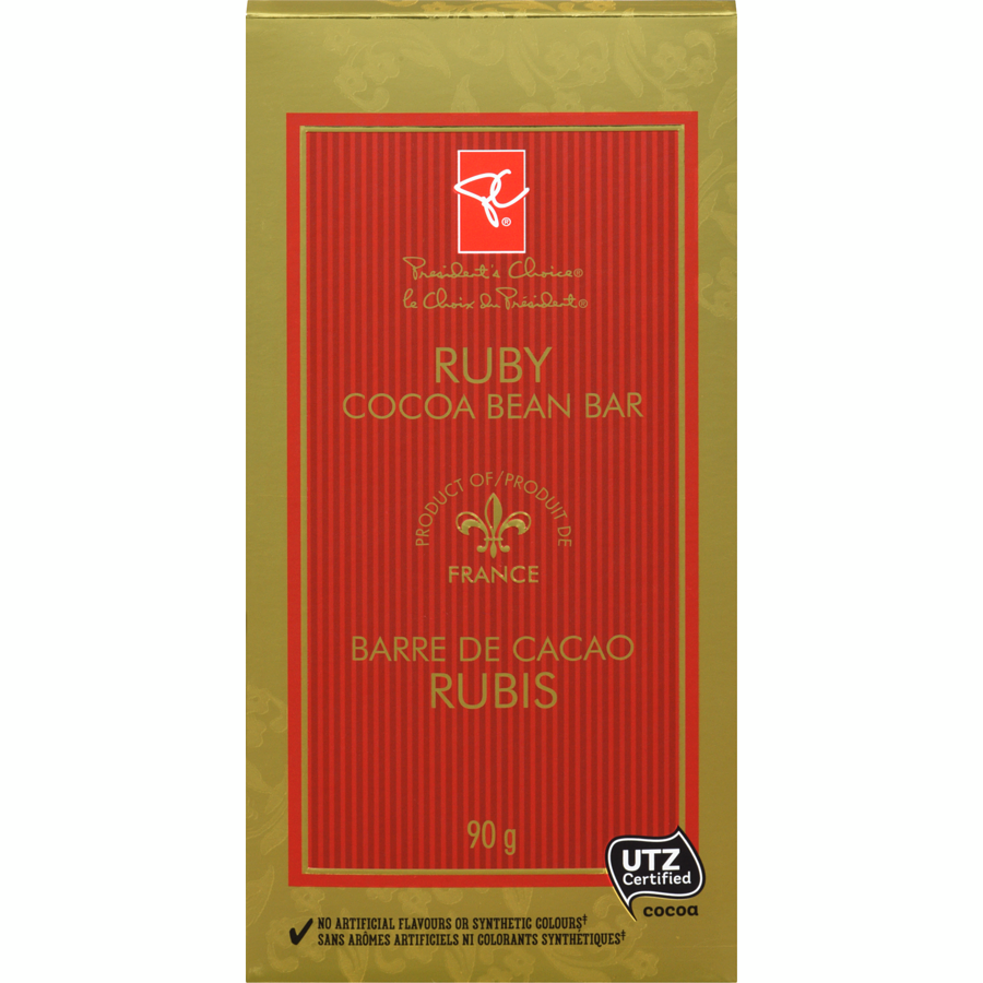 Presidents Choice Ruby Cocoa Bean Chocolate Bar - 90g/3.15 oz.  {Imported from Canada}