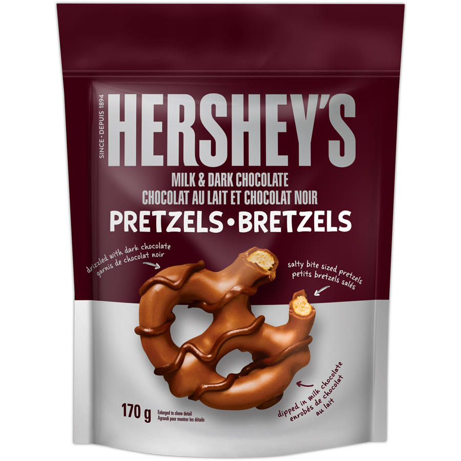 Hershey's Milk & Dark Chocolate Pretzels, 170g/6 oz. Bag {Imported from Canada}