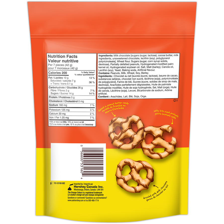 Reese's Peanut Butter Dipped Pretzels, 170g/6 oz. Bag {Imported from Canada}
