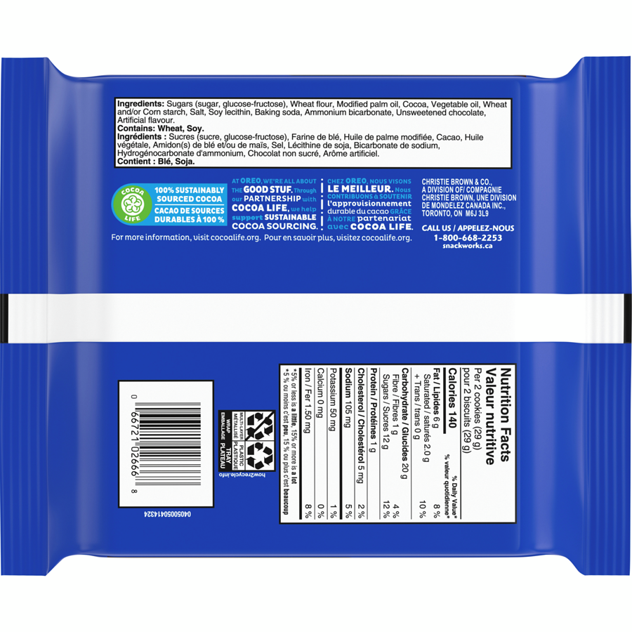 Oreo Dark Chocolate Flavored Creme Cookies, 261g/9 oz. Box {Imported from Canada}