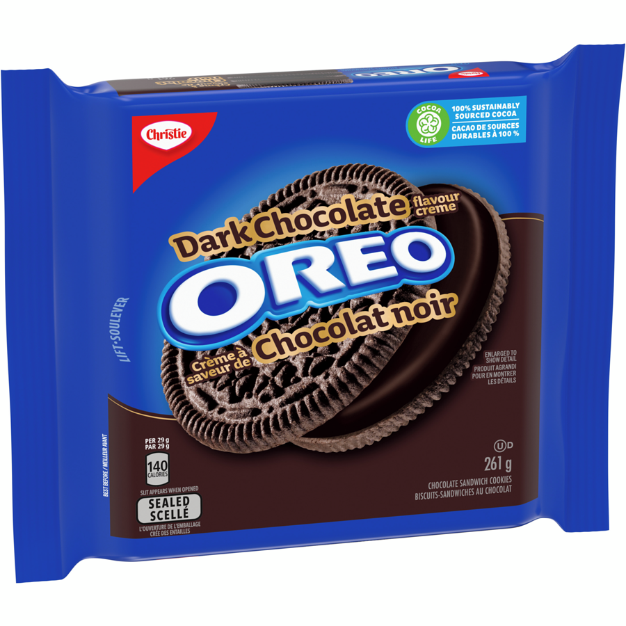 Oreo Dark Chocolate Flavored Creme Cookies, 261g/9 oz. Box {Imported from Canada}