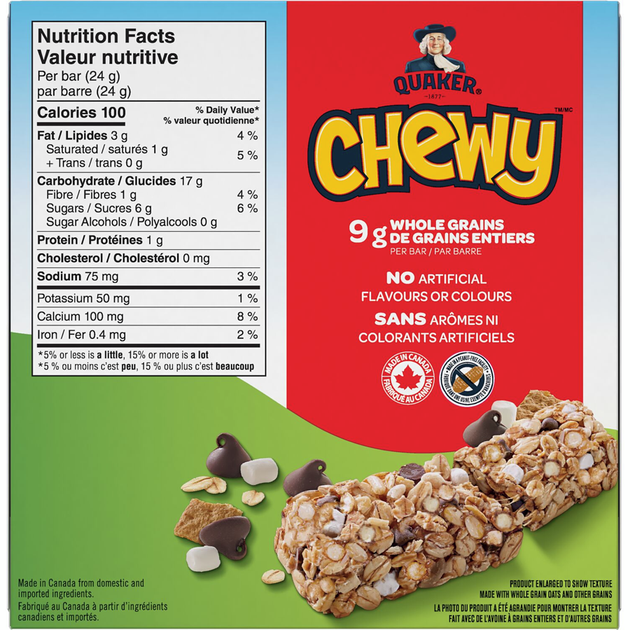 Quaker Chewy Smores Granola Bars, 5 Bars, 120g/4.2 oz. Box {Imported from Canada}