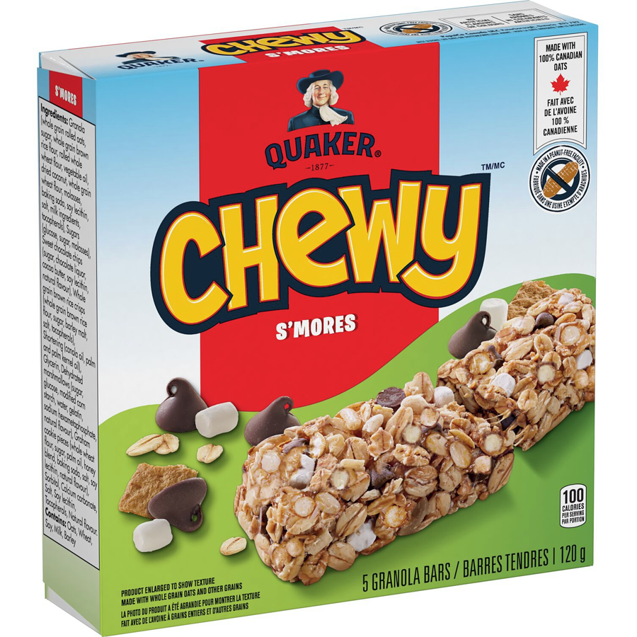 Quaker Chewy Smores Granola Bars, 5 Bars, 120g/4.2 oz. Box {Imported from Canada}