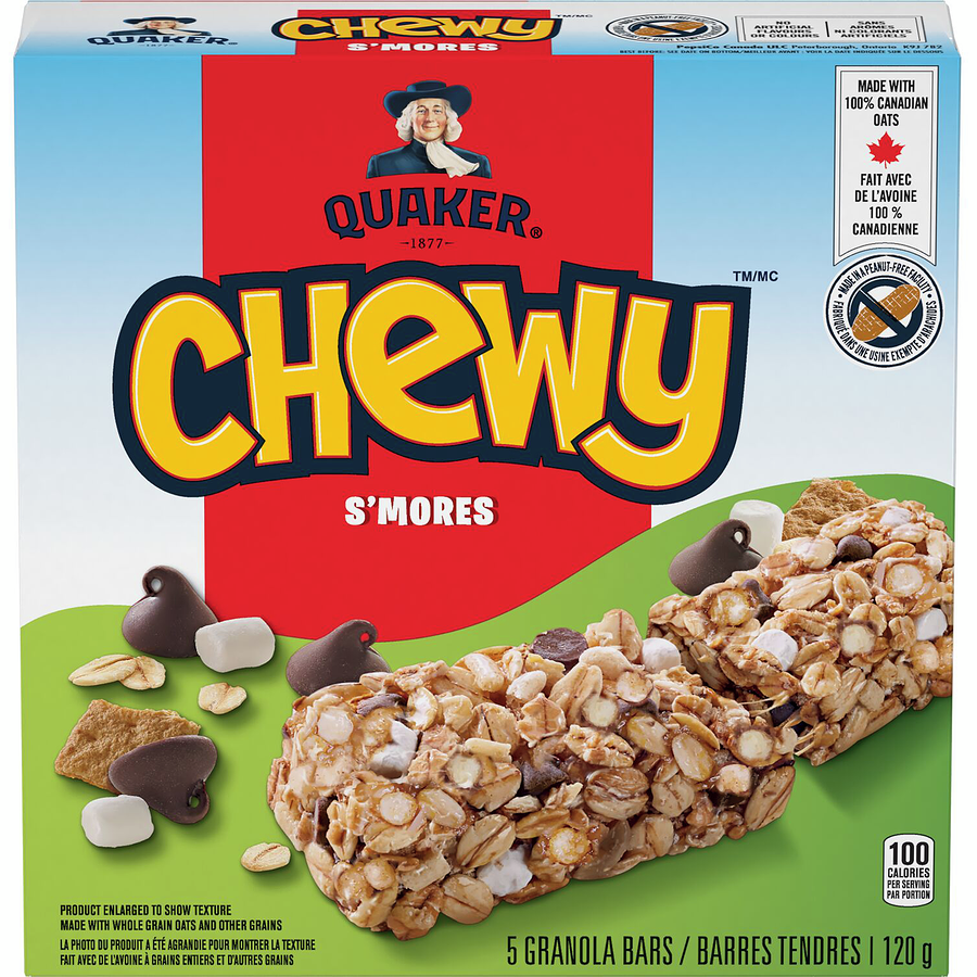 Quaker Chewy Smores Granola Bars, 5 Bars, 120g/4.2 oz. Box {Imported from Canada}