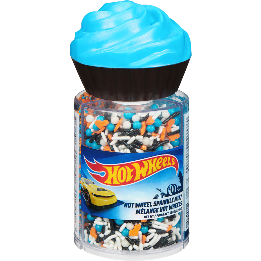 Twinkle Baker Decor Hot Wheels Sprinkle Mix, Three Cell Shaker, 200g/7 oz. Bottle