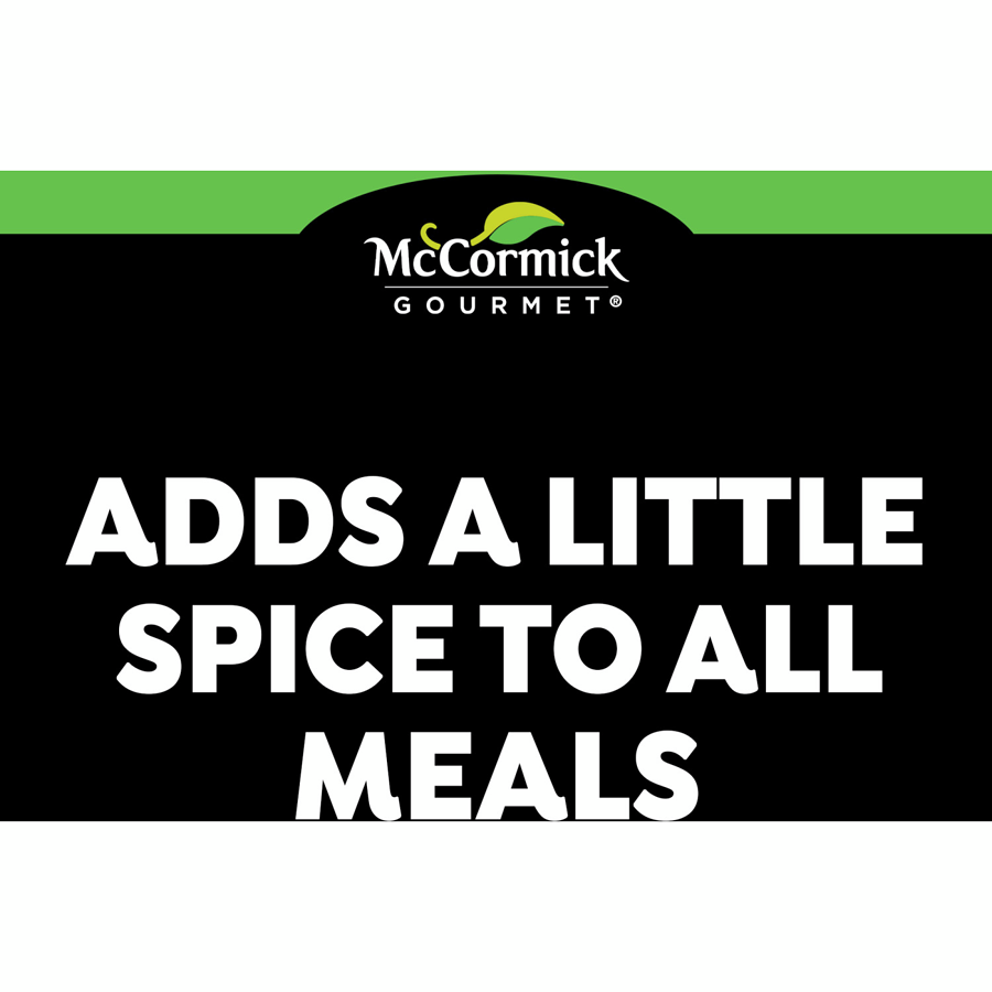 McCormick Gourmet logo with text 'Adds a little spice to all meals' on a black background