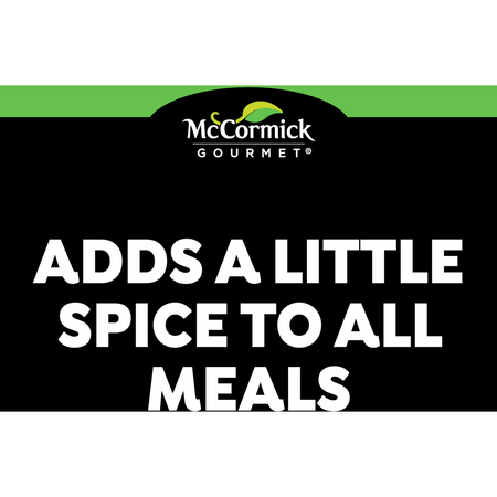 McCormick Gourmet logo with text 'Adds a little spice to all meals' on a black background