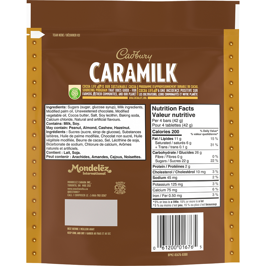 Cadbury Caramilk Mini Bars, Individually Wrapped, 14 Bars, 147g/5 oz. Bag {Imported from Canada}