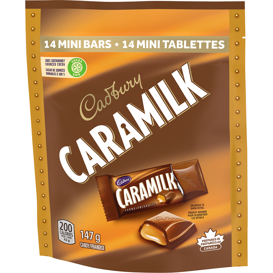 Cadbury Caramilk Mini Bars, Individually Wrapped, 14 Bars, 147g/5 oz. Bag {Imported from Canada}