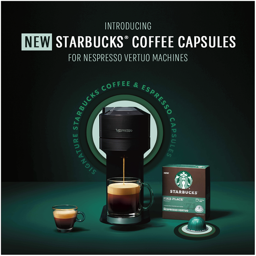 Starbucks Pike Place Medium Roast Coffee, Capsules for Nespresso Vertuo, 8 count, 100g/3.5 oz. Box {Imported from Canada}