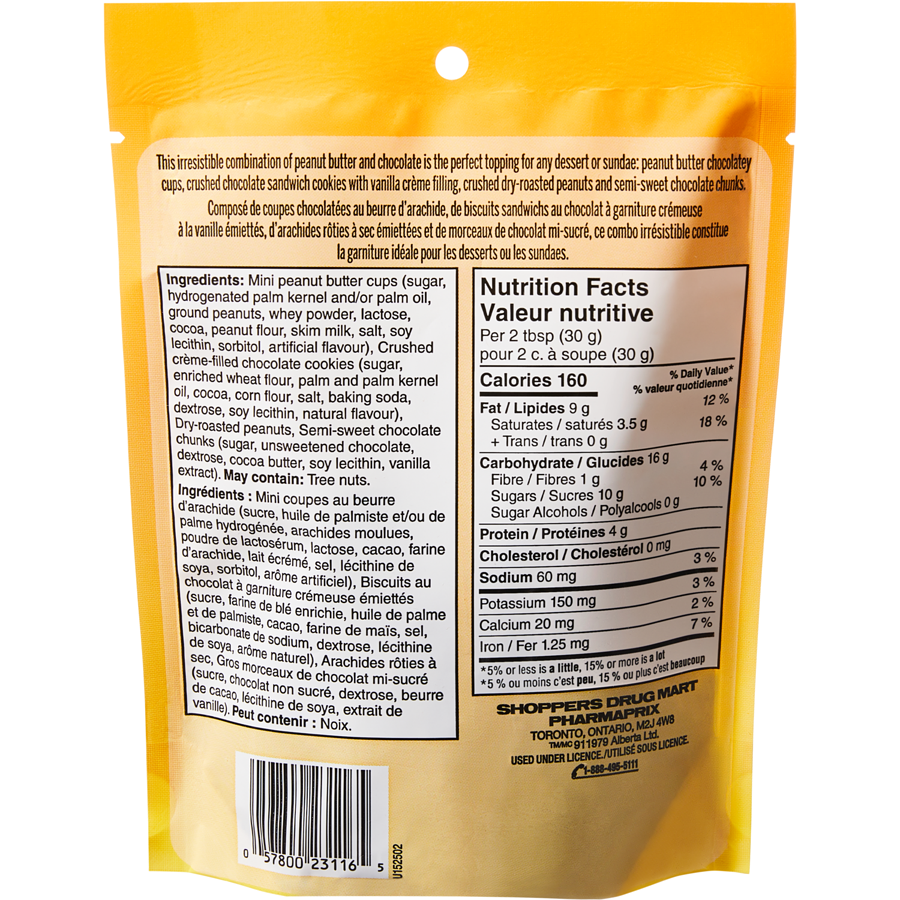 Carnaby Sweet Peanut Butter Choco Crunch Ice Cream and Dessert Topping, 100g/3.5 oz, Bag {Imported from Canada}