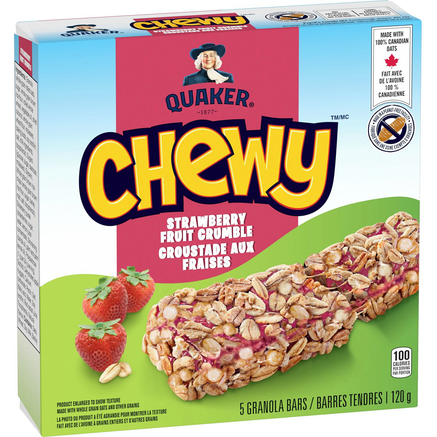 Quaker Chewy Strawberry Fruit Crumble, 5 Granola Bars, 120g/4.2 oz.