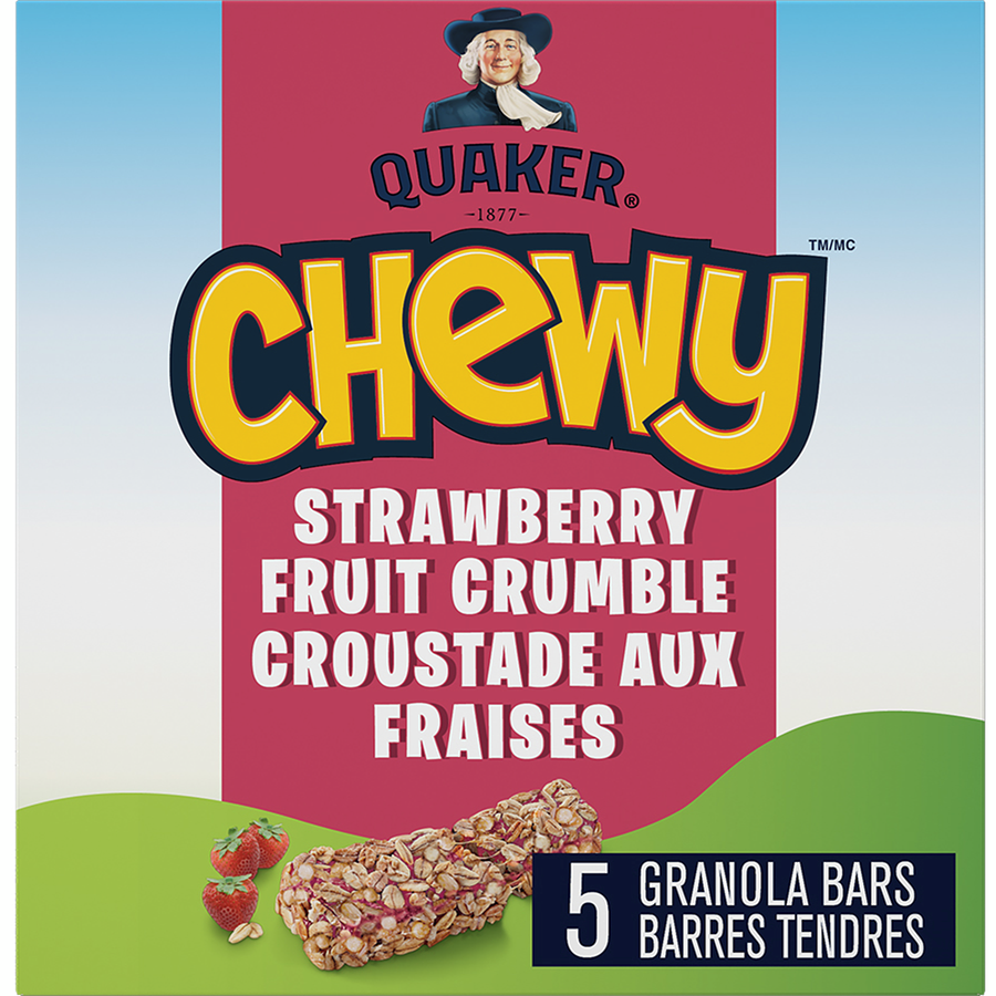 Quaker Chewy Strawberry Fruit Crumble, 5 Granola Bars, 120g/4.2 oz. Box