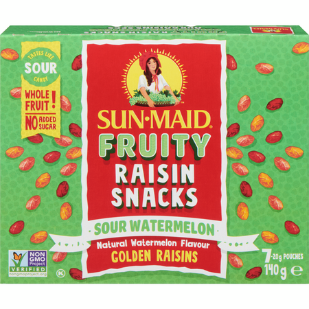 Sun-Maid Fruity Raisin Snacks, Sour Watermelon, 140g/5 oz. Box {Imported from Canada}