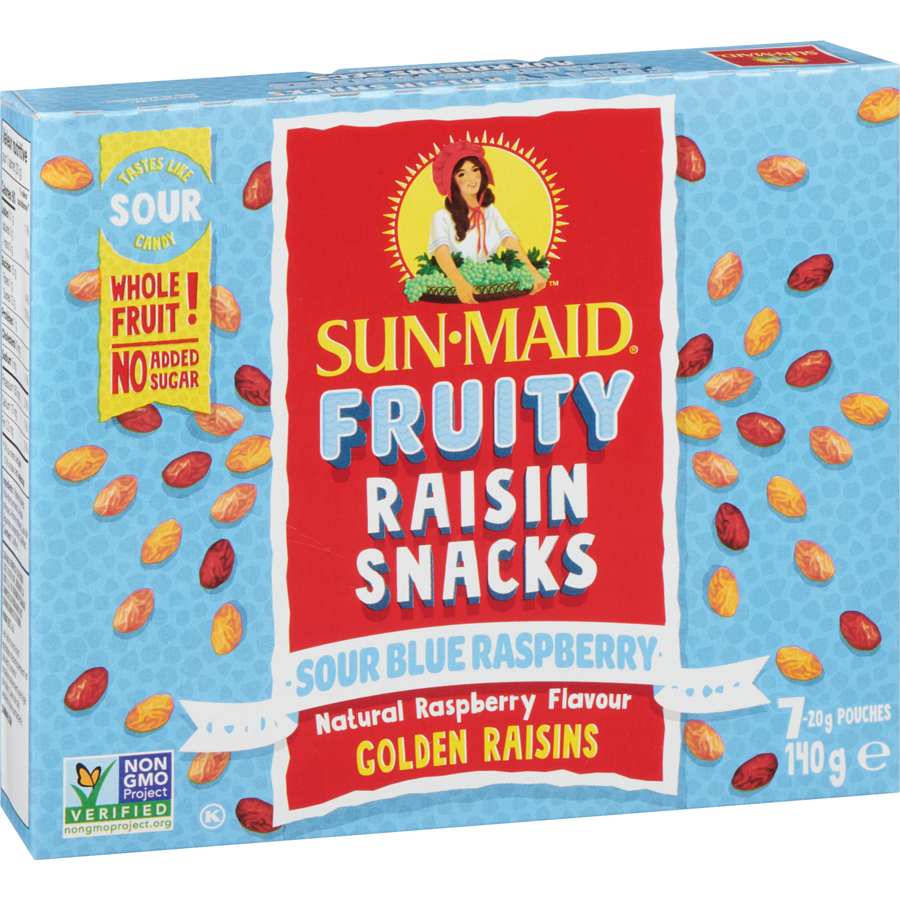 Sun-Maid Fruity Raisin Snacks, Sour Blue Raspberry, 140g/5 oz. Box {Imported from Canada}