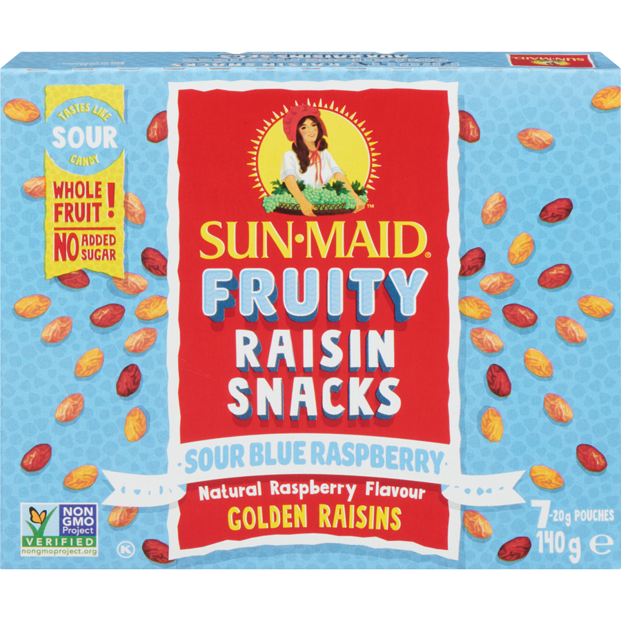 Sun-Maid Fruity Raisin Snacks, Sour Blue Raspberry, 140g/5 oz. Box {Imported from Canada}