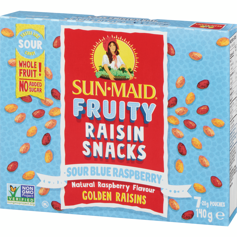 Sun-Maid Fruity Raisin Snacks, Sour Blue Raspberry, 140g/5 oz. Box {Imported from Canada}