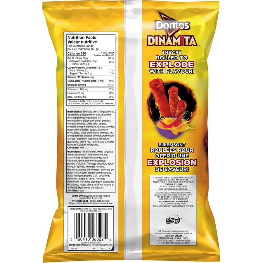 Doritos Flamin' Hot Nacho Tortilla Chips, 210g/7.4 oz., Bag, {Imported from  C