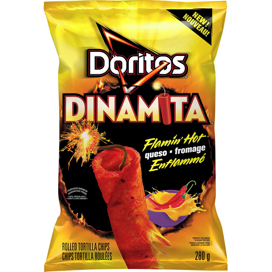 Doritos Dinamita Flamin' Hot Queso Rolled Tortilla Chips, 280g/10 oz