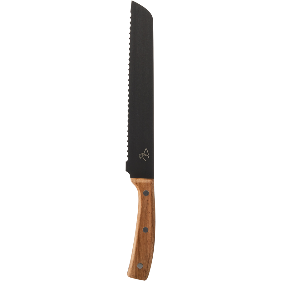 Presidents Choice Acacia Wood Bread Knife, German Steel Blade with Titanium non-stick coating {Imported from Canada}