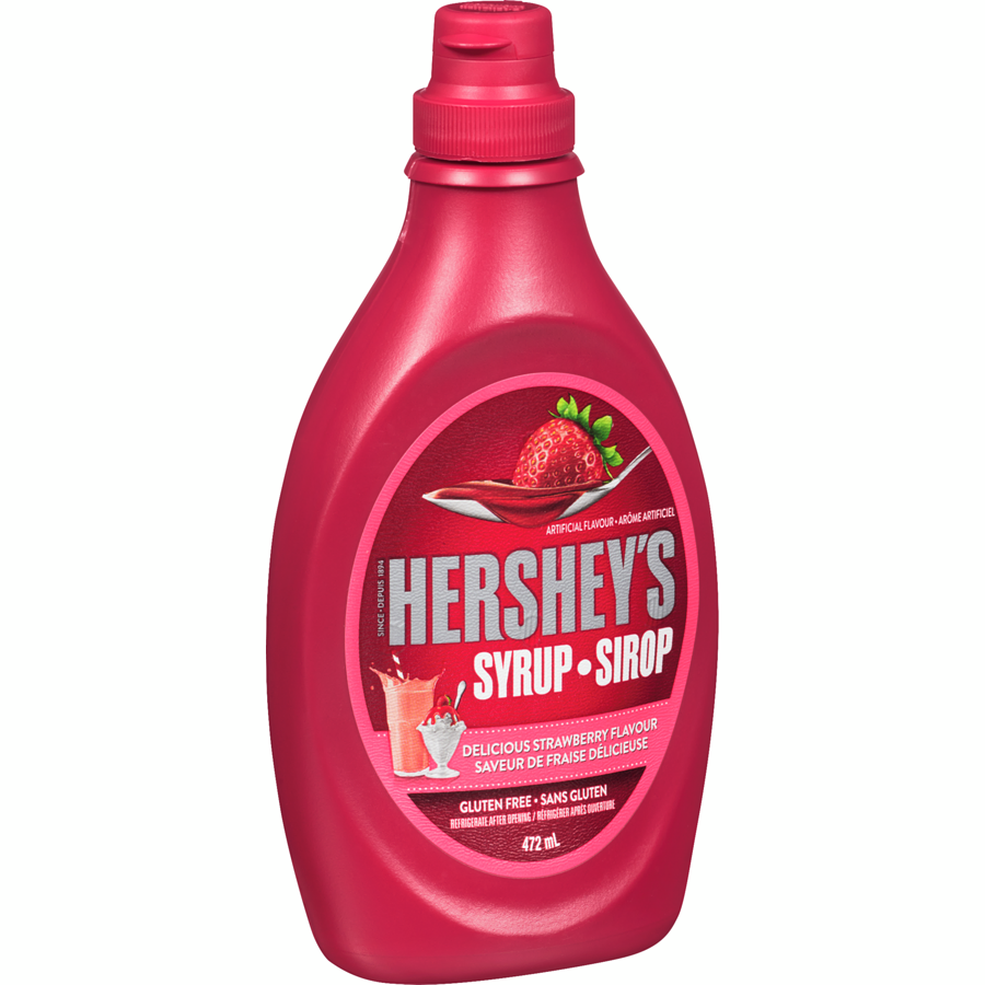 Hershey's Syrup Delicious Strawberry Flavor, 472mL/16 fl. oz. Bottle {Imported from Canada}