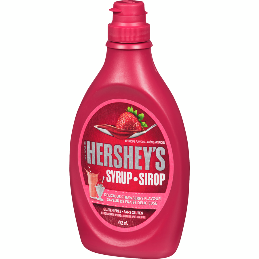 Hershey's Syrup Delicious Strawberry Flavor, 472mL/16 fl. oz. Bottle {Imported from Canada}