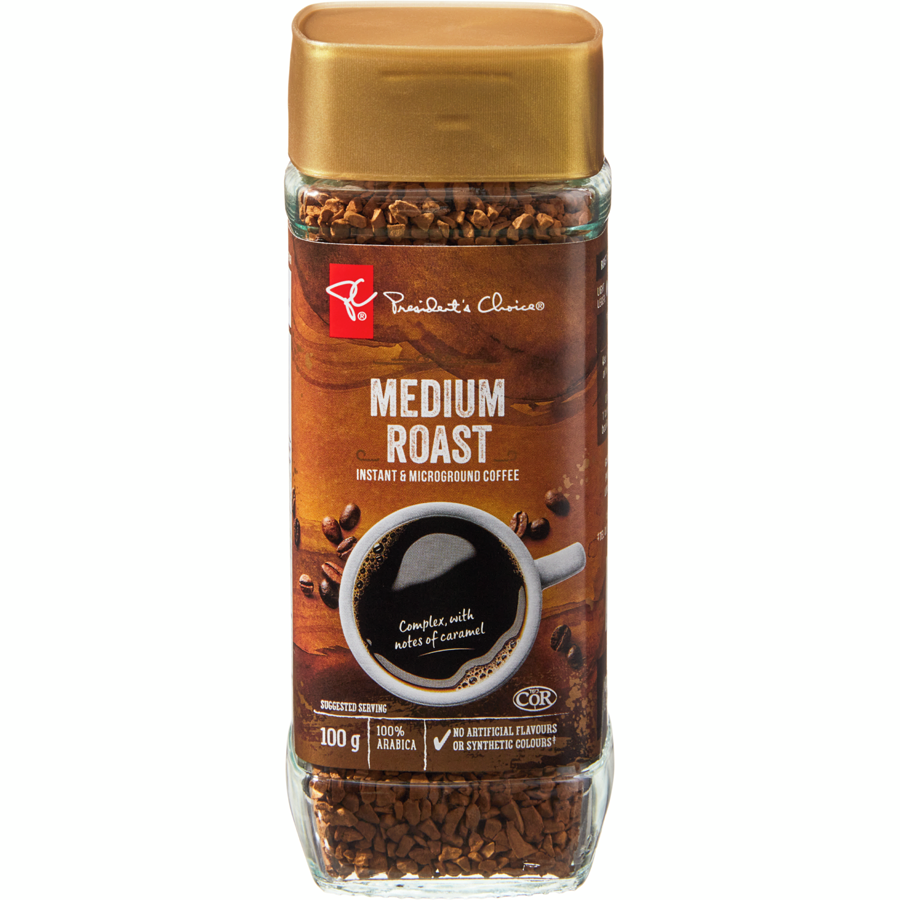 President's Choice Medium Roast Instant Coffee, 100g/3.5 oz. Jar {Imported from Canada}