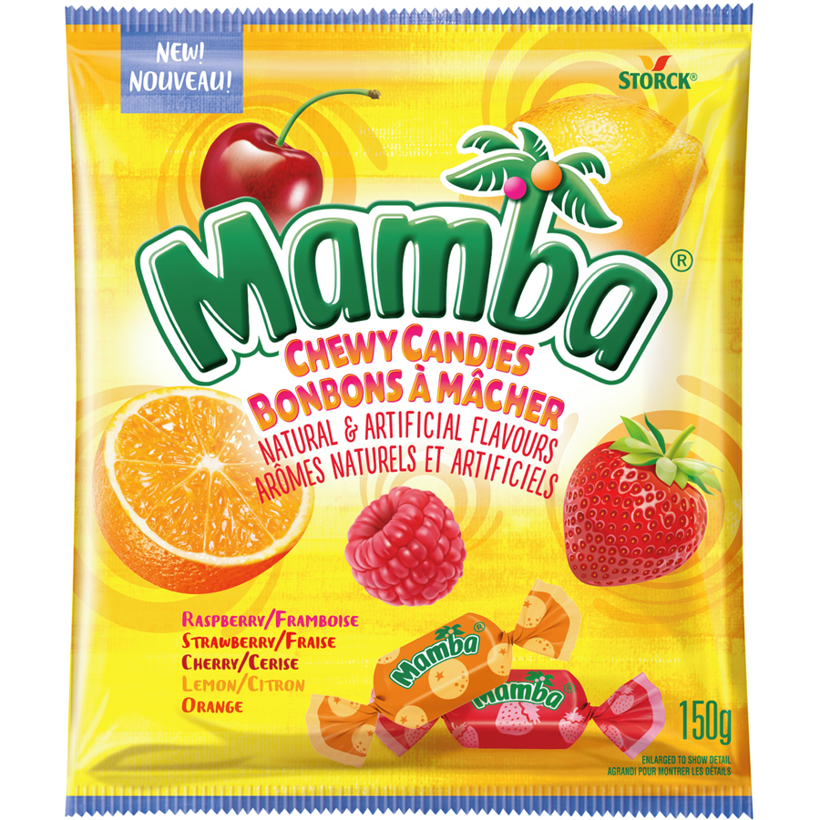 Mamba Fruity Chewy Candy, 150g/5.2 oz., Bag {Imported from Canada}