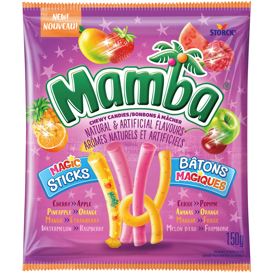 Mamba Magic Sticks Chewy Candy, 150g/5.2 oz., Bag {Imported from Canada}