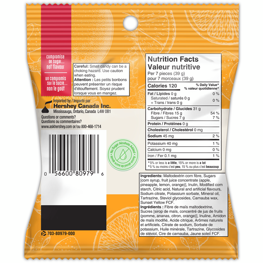 Twizzlers Press'd Fruit Gummies, Orange, Pineapple & Lemon Flavors, 100g/3.5 oz., Bag {Imported from Canada}