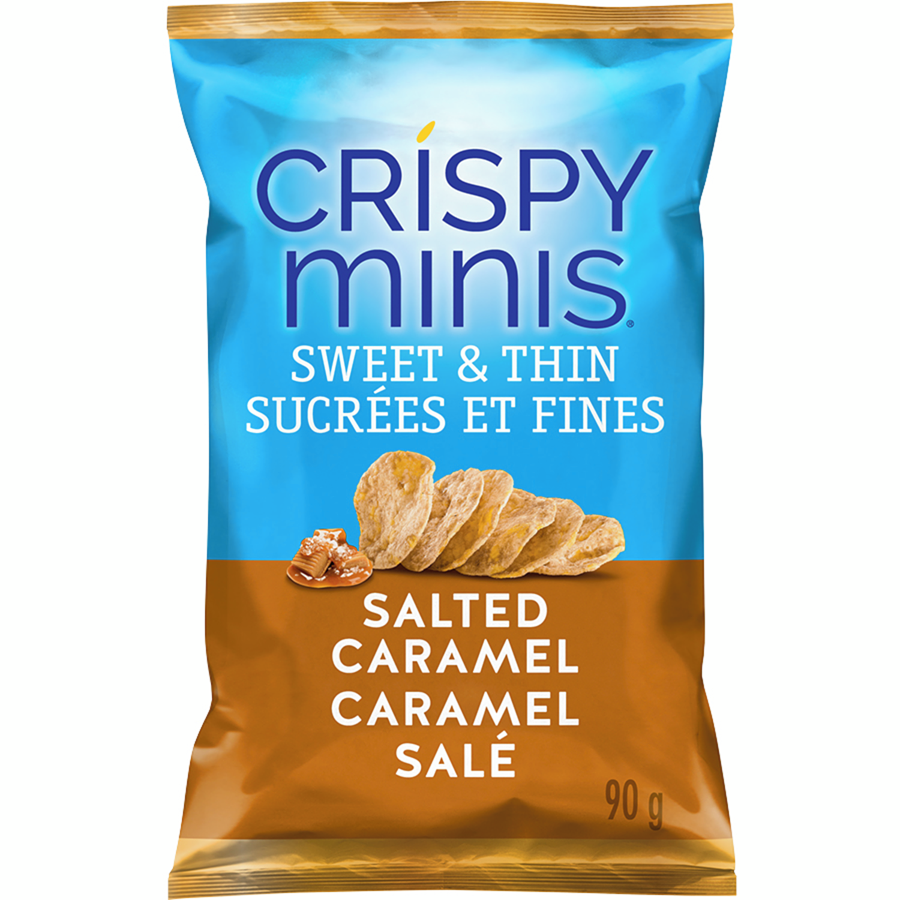 Quaker Crispy Minis Sweet & Thin Salted Caramel Brown Rice Chips, 90g/3.15 oz. Bag {Imported from Canada}