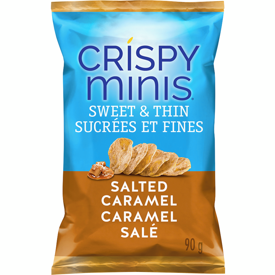 Quaker Crispy Minis Sweet & Thin Salted Caramel Brown Rice Chips, 90g/