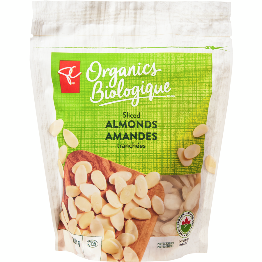 President's Choice Organics Sliced Almonds, 200g/7 oz. Bag {Imported from Canada}