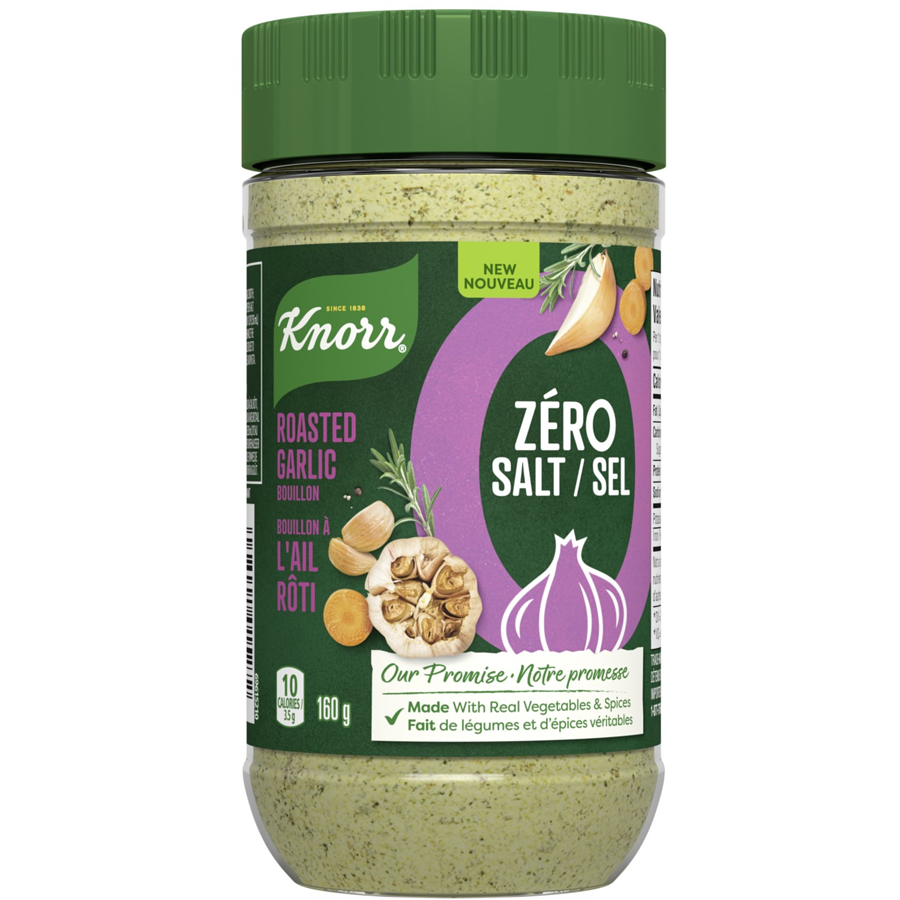 Knorr Zero Salt Roasted Garlic Bouillon Powder, 160g/5.6 oz., {Imported from Canada}