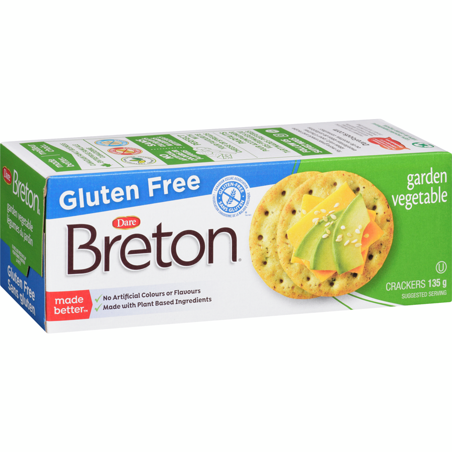 Dare Breton Gluten Free Garden Vegetable Crackers, 135g/4.7 oz. Box {Imported from Canada}