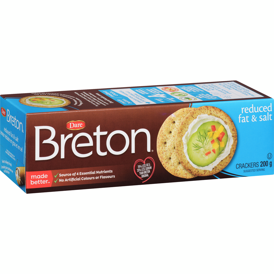 Dare Breton Original Reduced Fat & Salt Crackers, 200g/7 oz. Box {Imported from Canada}
