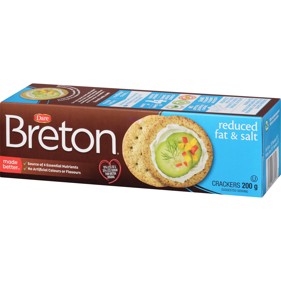 Dare Breton Original Reduced Fat & Salt Crackers, 200g/7 oz. Box {Imported from Canada}